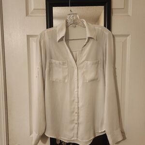 Express Classic White Button Down Shirt